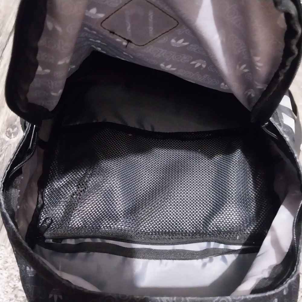 Adidas Original Classic 3 Stripes Backpack Black White Monogram Logo Backpack - Picture 4 of 8